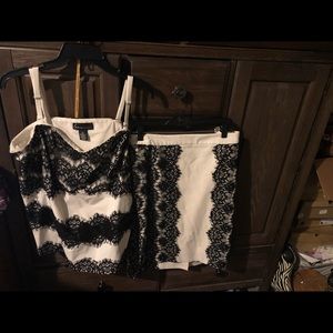White top with black lace and matching cute